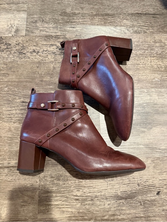 Alex Marie Shoes - Alex Marie Burgundy Ankle Booties with Studded Strap
